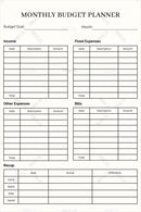 Monthly Budget planner