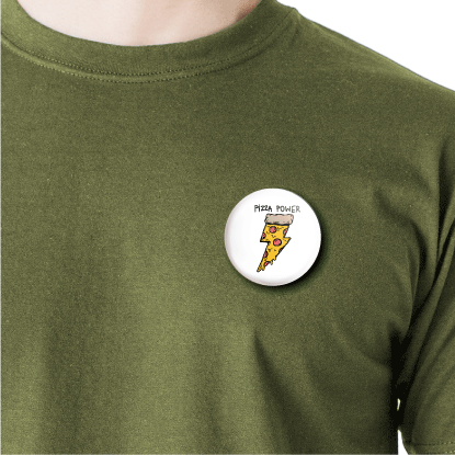 Pizza Power | Round pin badge | Size - 58mm - Parallel Learning