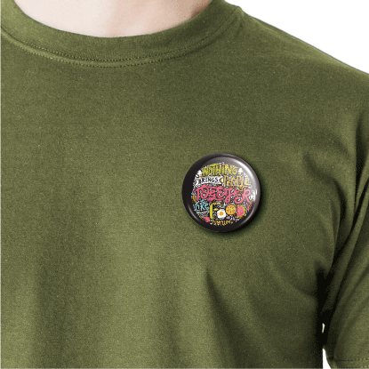 Nothing brings people together like food | Round pin badge | Size - 58mm - Parallel Learning