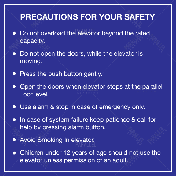 Elevator Safety Precautions poster Parallel Learning