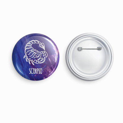 Scorpio | Round pin badge | Size - 58mm - Parallel Learning