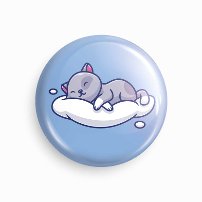 Sleepy Cat | Round pin badge | Size - 58mm - Parallel Learning