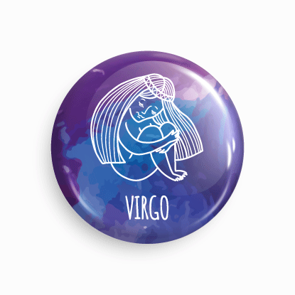 Virgo | Round pin badge | Size - 58mm - Parallel Learning