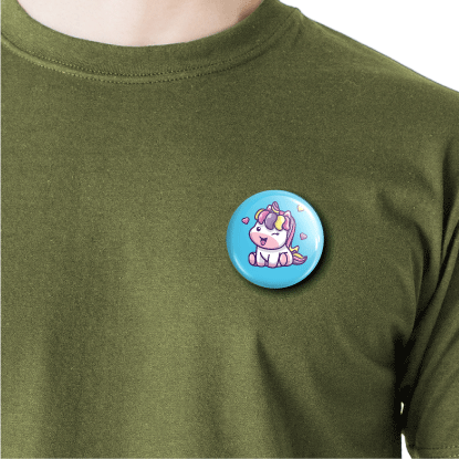 Unicorn | Round pin badge | Size - 58mm - Parallel Learning