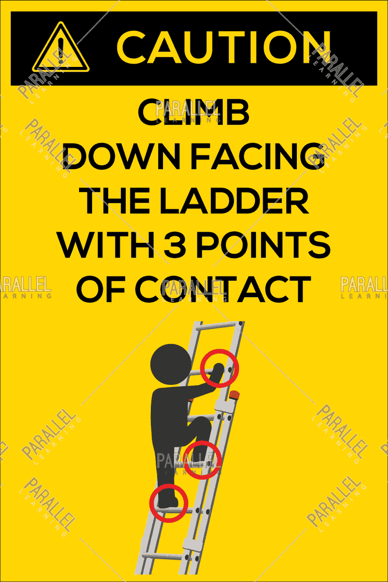 Caution - Climb Down Facing Ladder - Parallel Learning