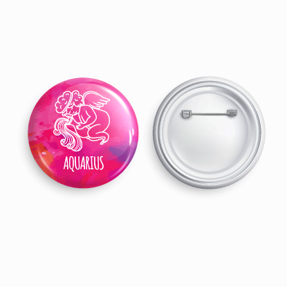 Aquarius | Round pin badge | Size - 58mm - Parallel Learning
