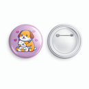 Dog & Cat Friends | Round pin badge | Size - 58mm - Parallel Learning
