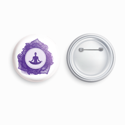 Yoga_purple | Round pin badge | Size - 58mm - Parallel Learning