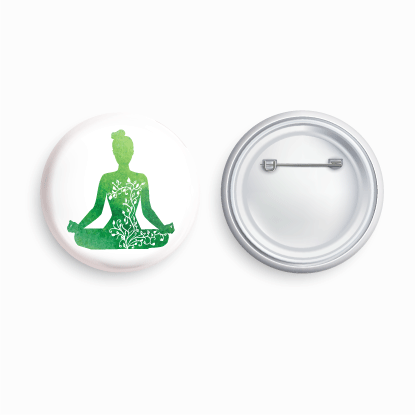 Yoga_Green | Round pin badge | Size - 58mm - Parallel Learning