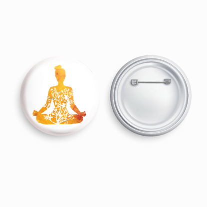 Yoga_Orange | Round pin badge | Size - 58mm - Parallel Learning