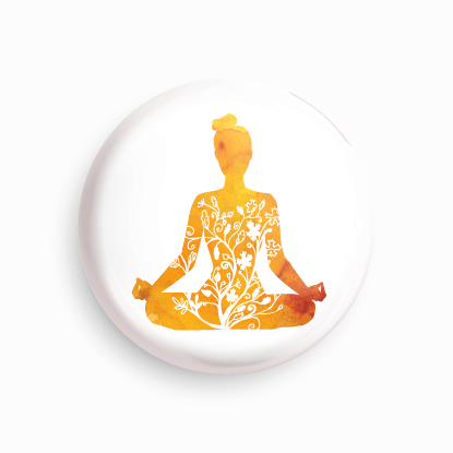 Yoga_Orange | Round pin badge | Size - 58mm - Parallel Learning