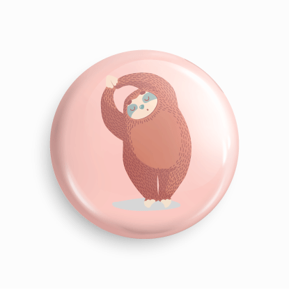 Sloth Yoga | Round pin badge | Size - 58mm - Parallel Learning