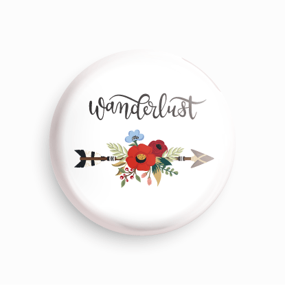 Wanderlust | Round pin badge | Size - 58mm - Parallel Learning