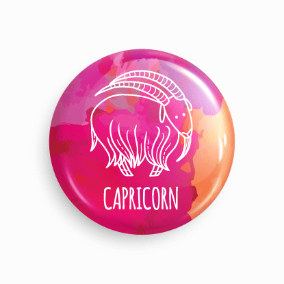 Capricorn | Round pin badge | Size - 58mm - Parallel Learning