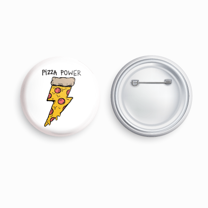 Pizza Power | Round pin badge | Size - 58mm - Parallel Learning