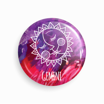 Gemini | Round pin badge | Size - 58mm - Parallel Learning
