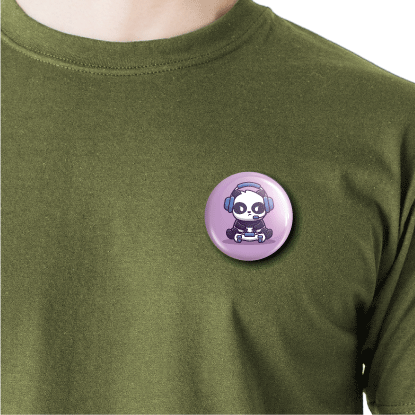 Gamer Panda | Round pin badge | Size - 58mm - Parallel Learning