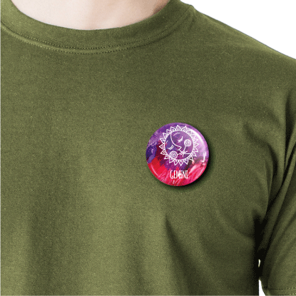 Gemini | Round pin badge | Size - 58mm - Parallel Learning