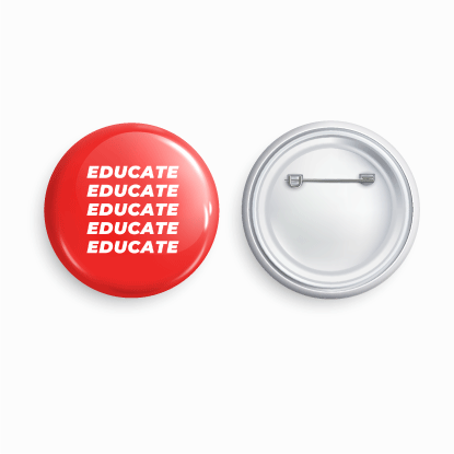 Educate_03 | Round pin badge | Size - 58mm - Parallel Learning