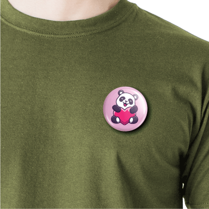 Panda Love | Round pin badge | Size - 58mm - Parallel Learning