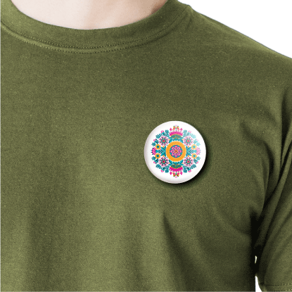 Mandala_01 | Round pin badge | Size - 58mm - Parallel Learning