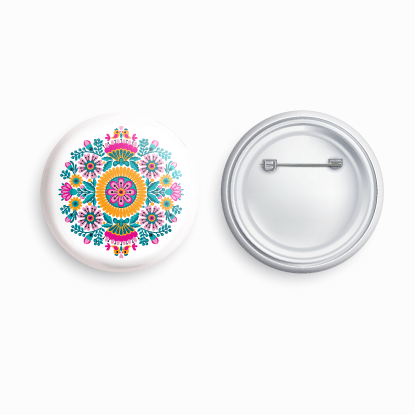 Mandala_01 | Round pin badge | Size - 58mm - Parallel Learning