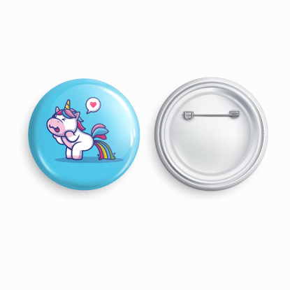 Rainbow Unicorn | Round pin badge | Size - 58mm - Parallel Learning