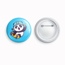 Skateboarding Panda | Round pin badge | Size - 58mm - Parallel Learning