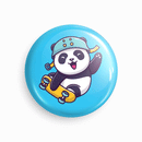Skateboarding Panda | Round pin badge | Size - 58mm - Parallel Learning
