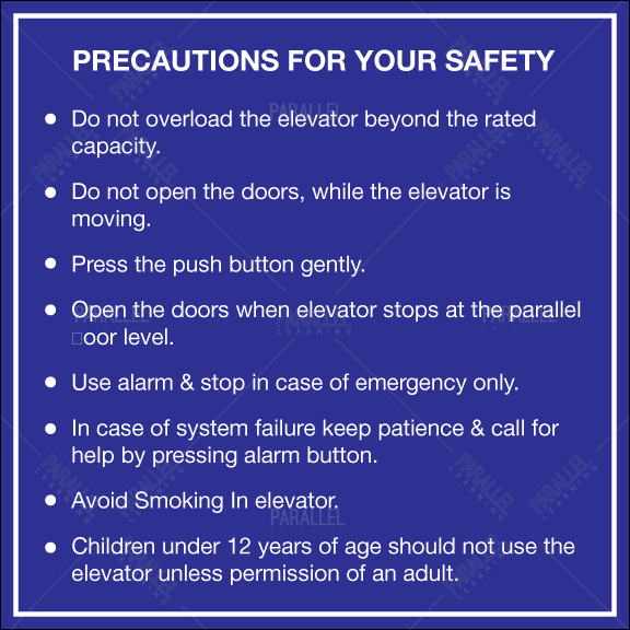 Elevator Safety Precautions poster - Parallel Learning
