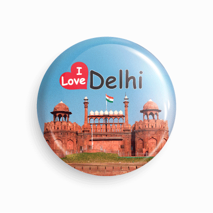 I love Delhi | Round pin badge | Size - 58mm - Parallel Learning