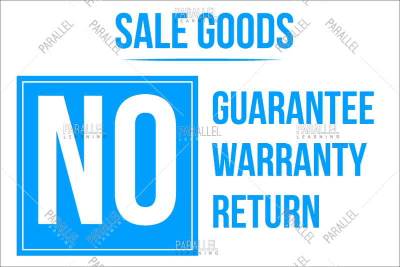Sale Goods No Guarantee No Warranty - Parallel Learning