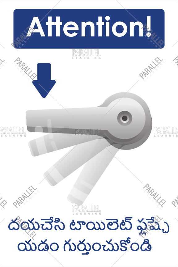 Please remember to flush signage in Telugu Please remember to flush